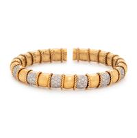 YELLOW GOLD AND DIAMOND FLEXIBLE CUFF BRACELET