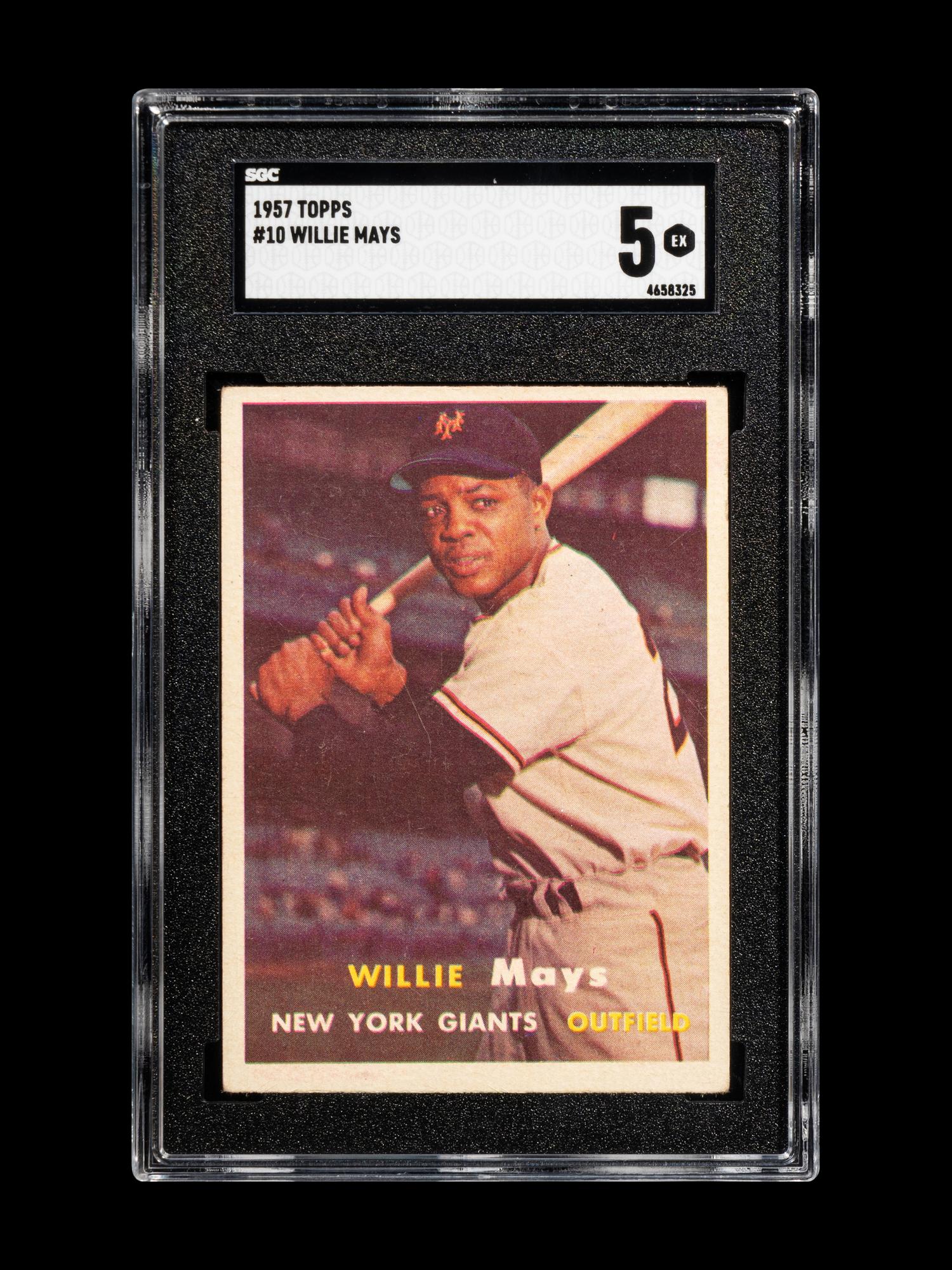 A 1957 Topps Willie Mays Baseball Card No. 10 (SGC 5 EX)