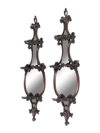 A Pair of George III Style Mirrored and Carved Mahogany Wall Brackets