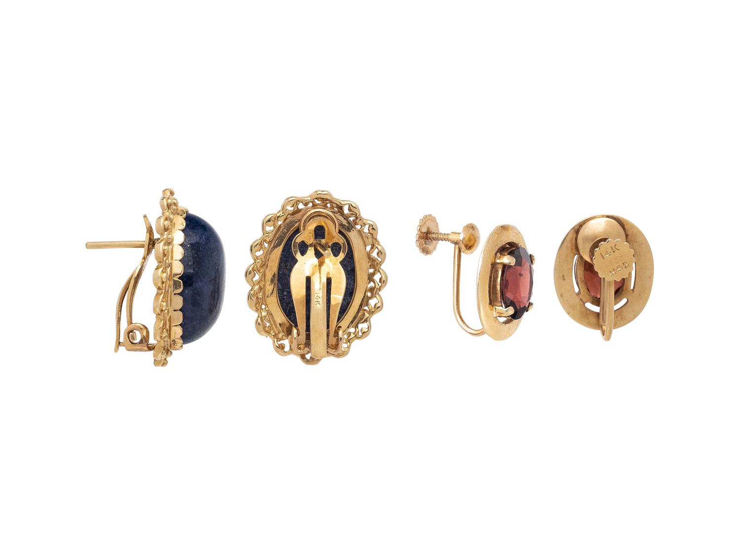COLLECTION OF YELLOW GOLD AND GEMSTONE EARRINGS