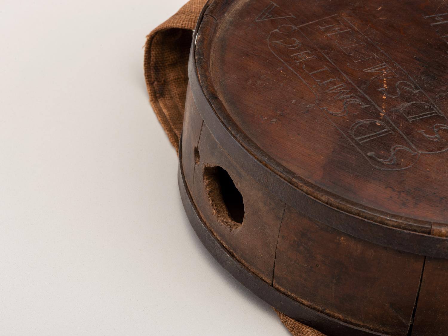 [CIVIL WAR]. Confederate canteen identified to S. D. Smith, Co. A, 7th Mississippi Infantry Battalion.