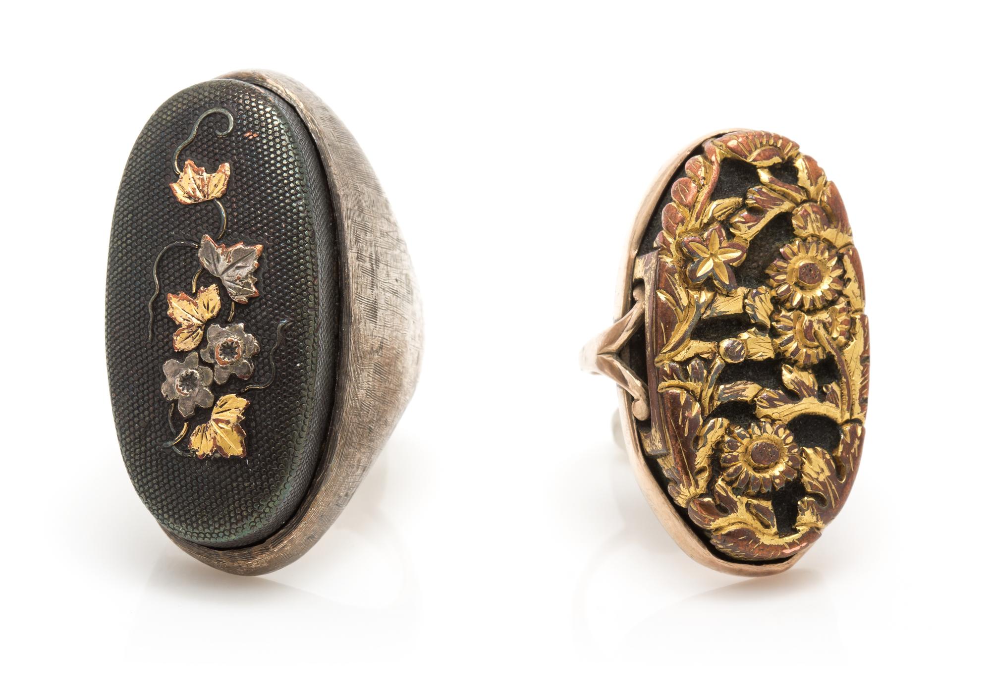 A Collection of Shakudo Rings, 32.70 dwts.