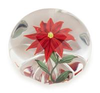 A Paul Stankard Red Poinsettia Glass Paperweight