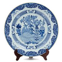A Chinese Export Blue and White Porcelain Charger Diameter 13 1/2 inches. — 18TH CENTURY