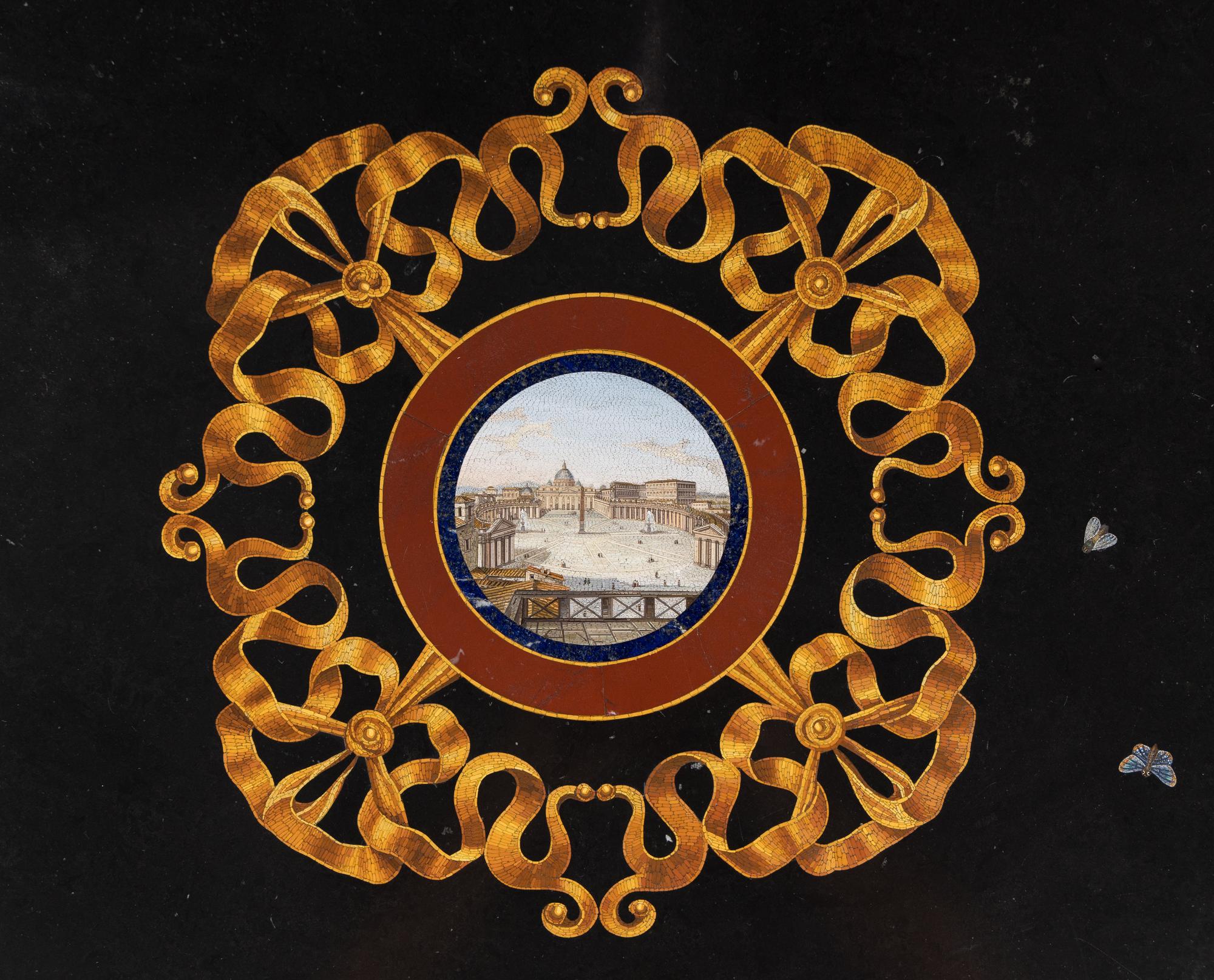 An Italian Black Marble and Micromosaic Table Top