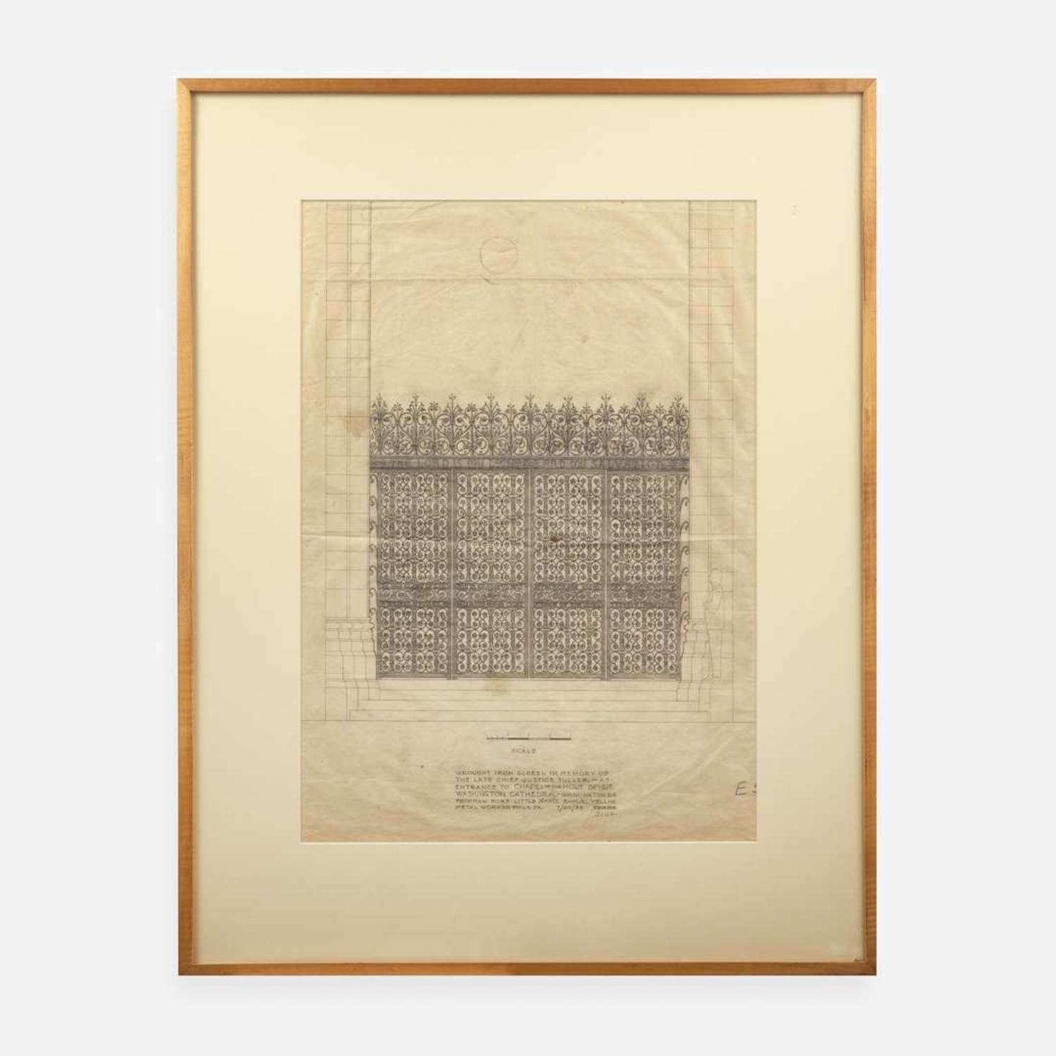 Samuel Yellin (American, b. Ukraine, 1884-1940) Two Drawings for the National Cathedral, Washington, D.C., USA, 1933