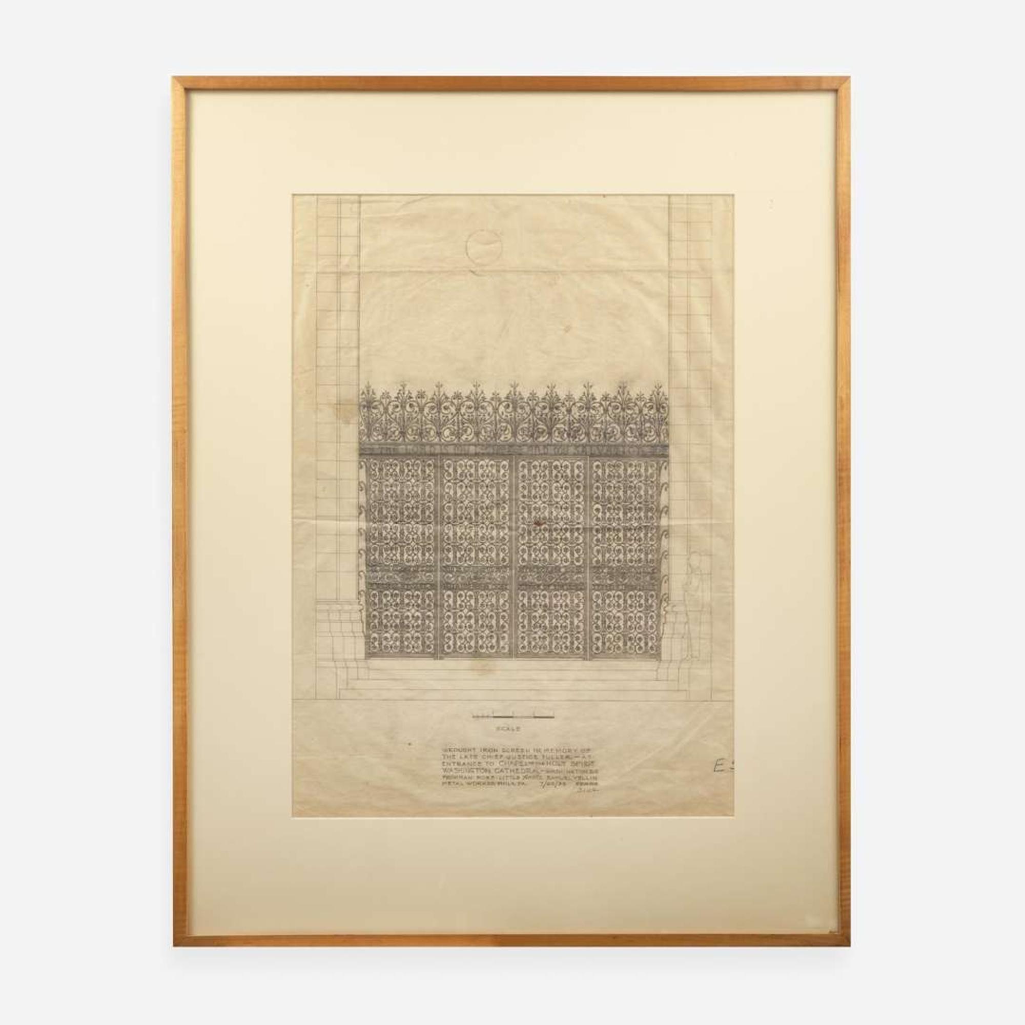 Samuel Yellin (American, b. Ukraine, 1884-1940) Two Drawings for the National Cathedral, Washington, D.C., USA, 1933