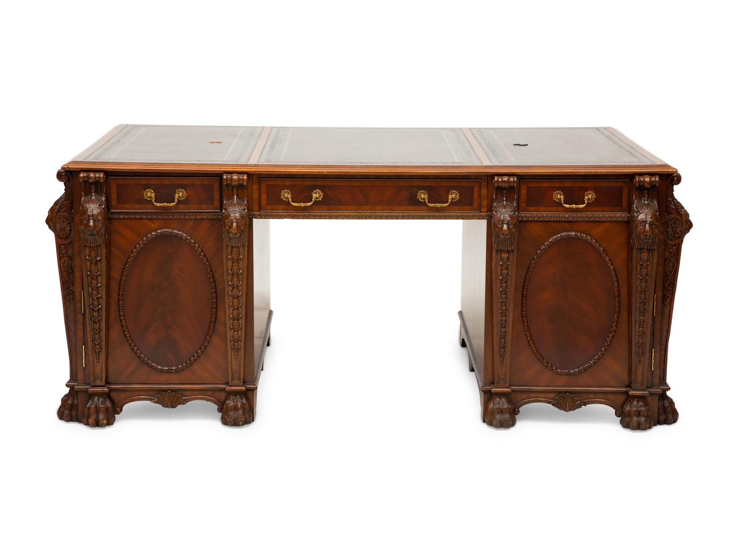 A George III Style Flame Mahogany Partners Desk