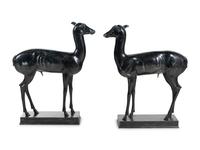 A Pair of Italian Bronze Figures of Pompeiian Fallow Deer After the Antique