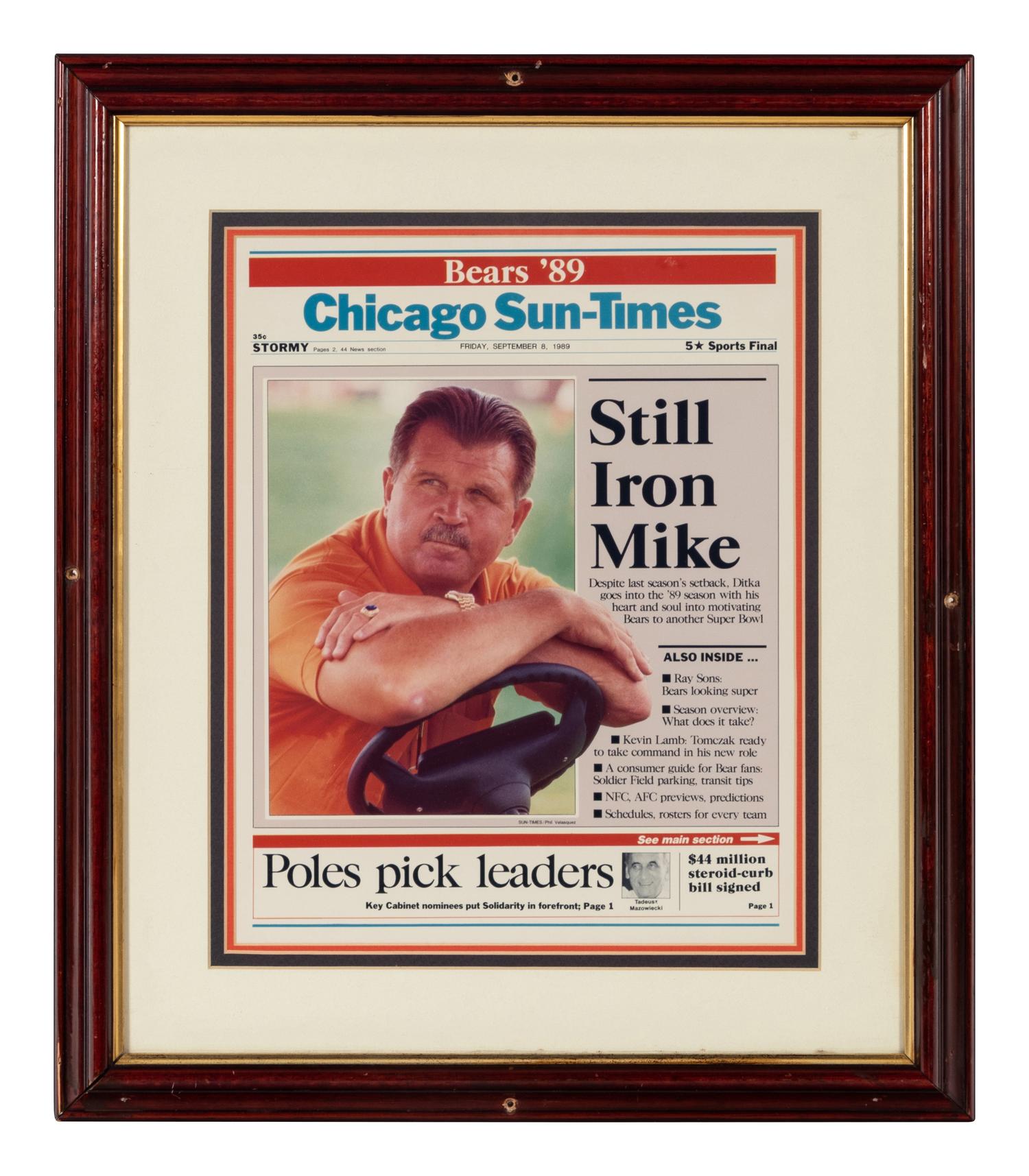 A Group of Four Newspaper and Magazine Clippings Formerly Displayed at Mike Ditka’s Restaurant
