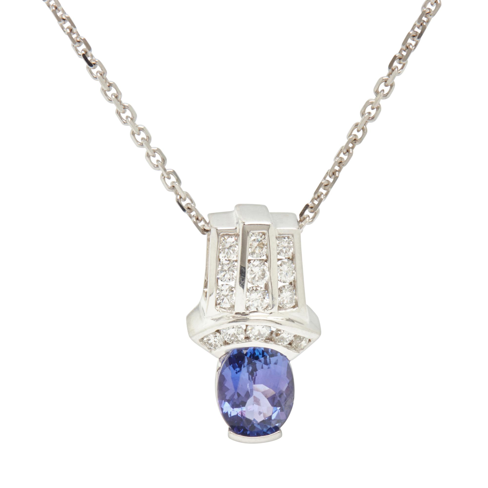 TANZANITE AND DIAMOND PENDANT/NECKLACE