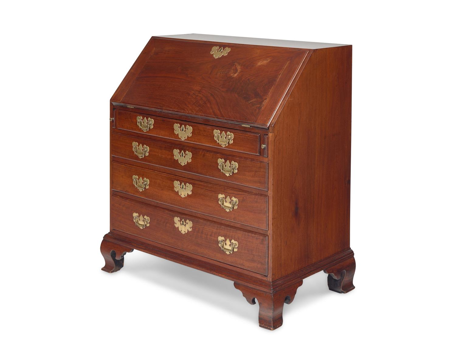 A Chippendale Carved Walnut Slant-Front Desk