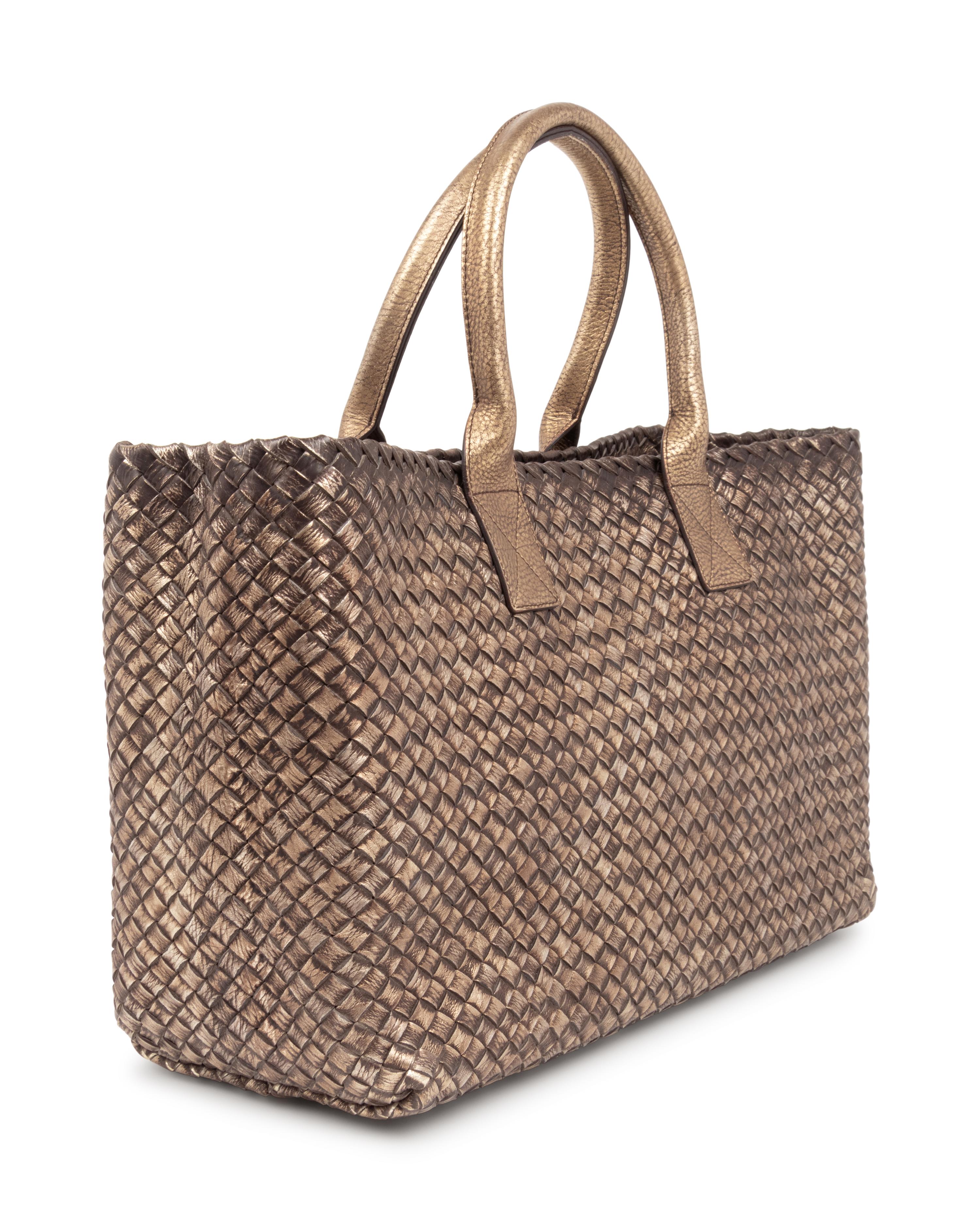 Bottega Veneta Limited Edition Metallic Intrecciato Leather Cabat Tote, c.2008