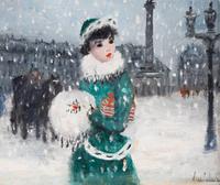 Parisian Girl in Snow Storm