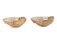 A Pair of French Parcel-Gilt Silver Shell-Form Salt Cellars