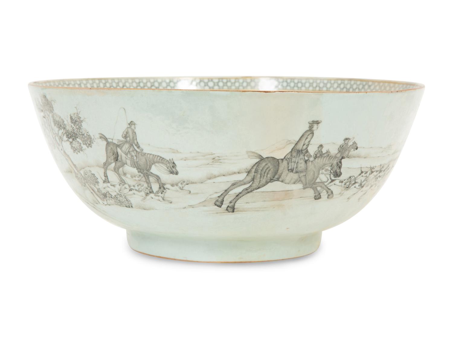 A Chinese Export Grisaille Porcelain Center Bowl