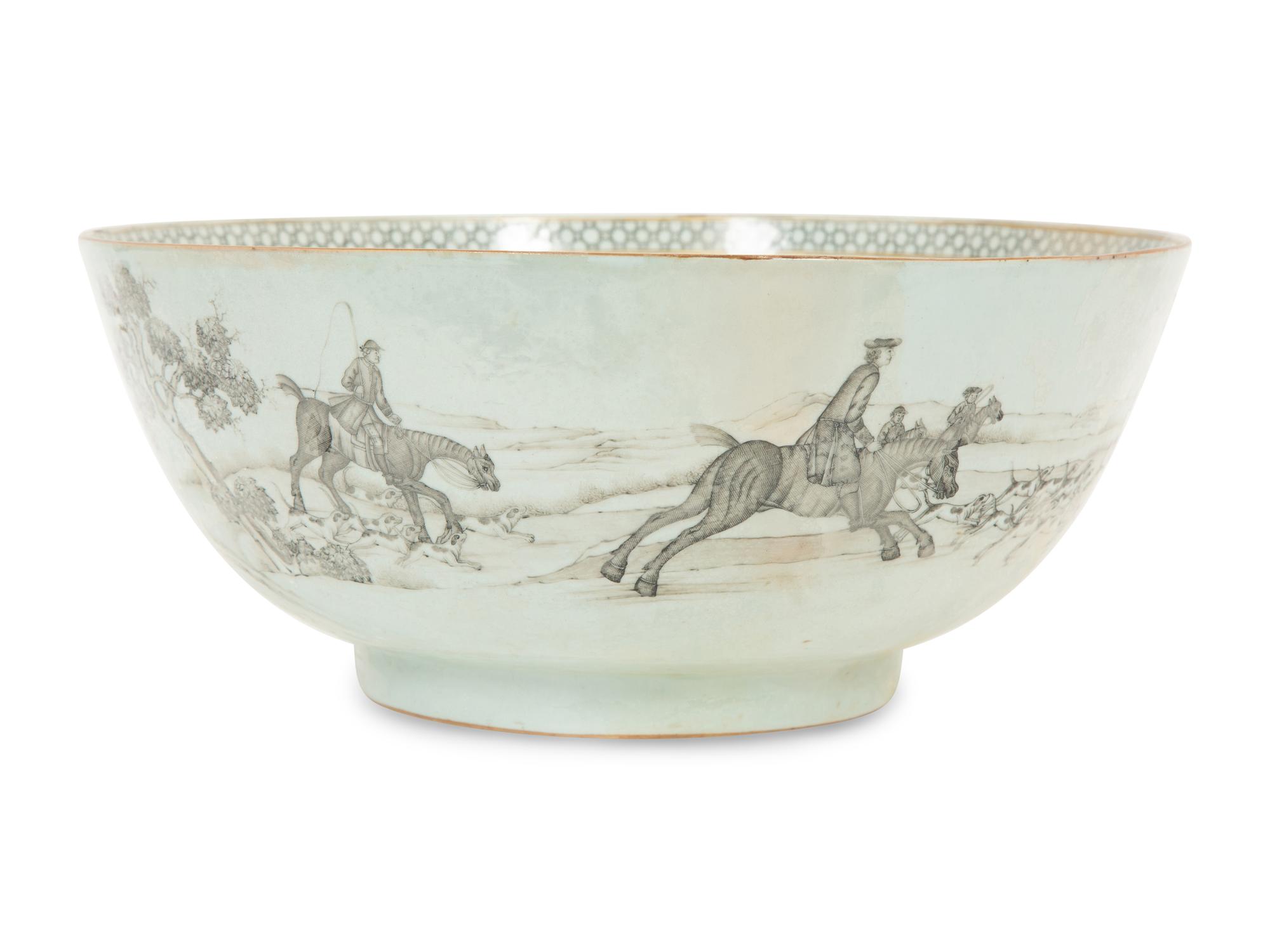 A Chinese Export Grisaille Porcelain Center Bowl