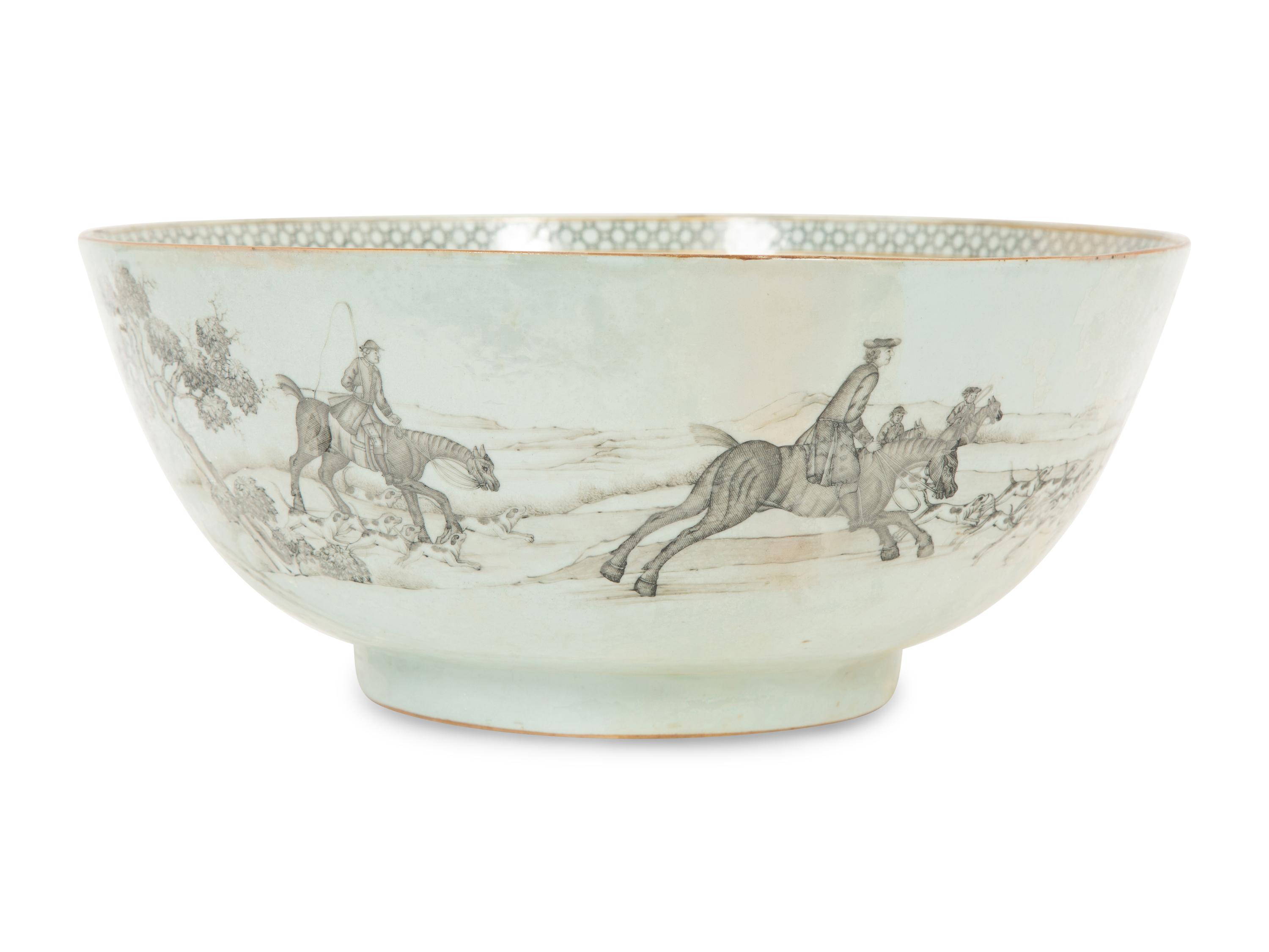 A Chinese Export Grisaille Porcelain Center Bowl