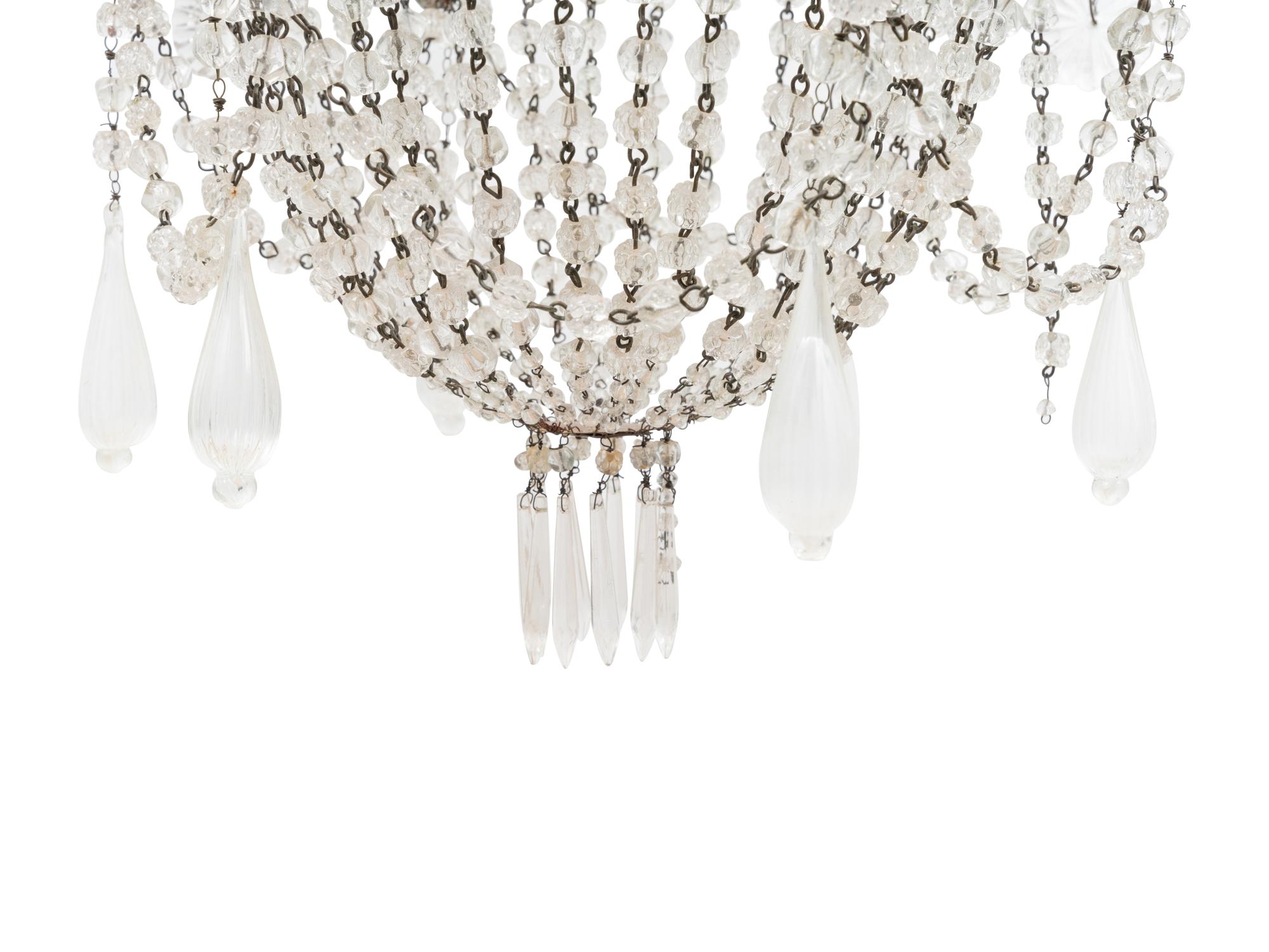A Silvered Metal Eight-Light Chandelier