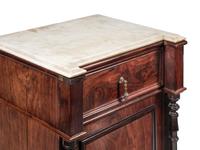 A Pair of Continental Rosewood Marble-Top Side Cabinets