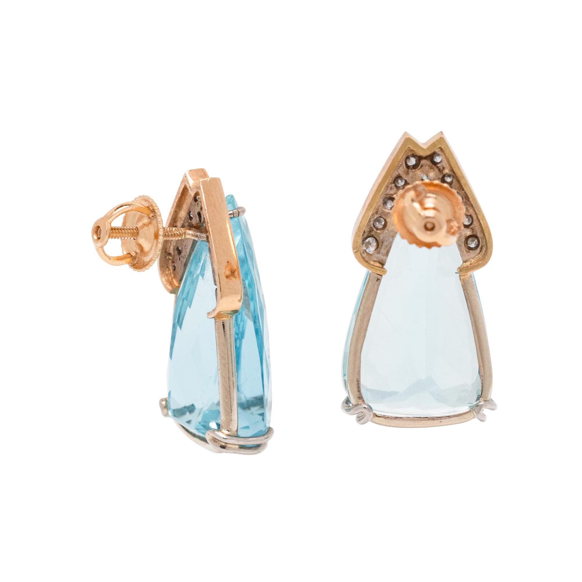 AQUAMARINE AND DIAMOND EARRINGS