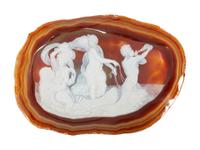 Two Heinz Postler Carved Agate Cameo Footed Bowls