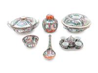 A Large Partial Set of Chinese Rose Medallion Porcelain Tea Service