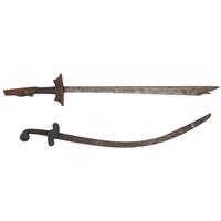 Lot of Two Ethnographic Swords: A Malayan Kampilan and Turkish Kilij
