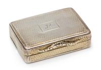 A William IV Silver Vinaigrette, Nathaniel Mills, Birmingham, 1840, having an engine turned case centered by a rectangular monogrammed