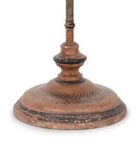 A French Tôle Peinte and Cast Iron Oil Lamp