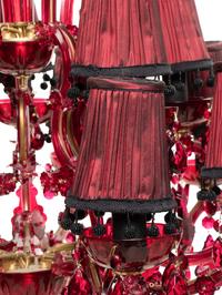 A Cranberry Glass Fifteen-Light Chandelier
