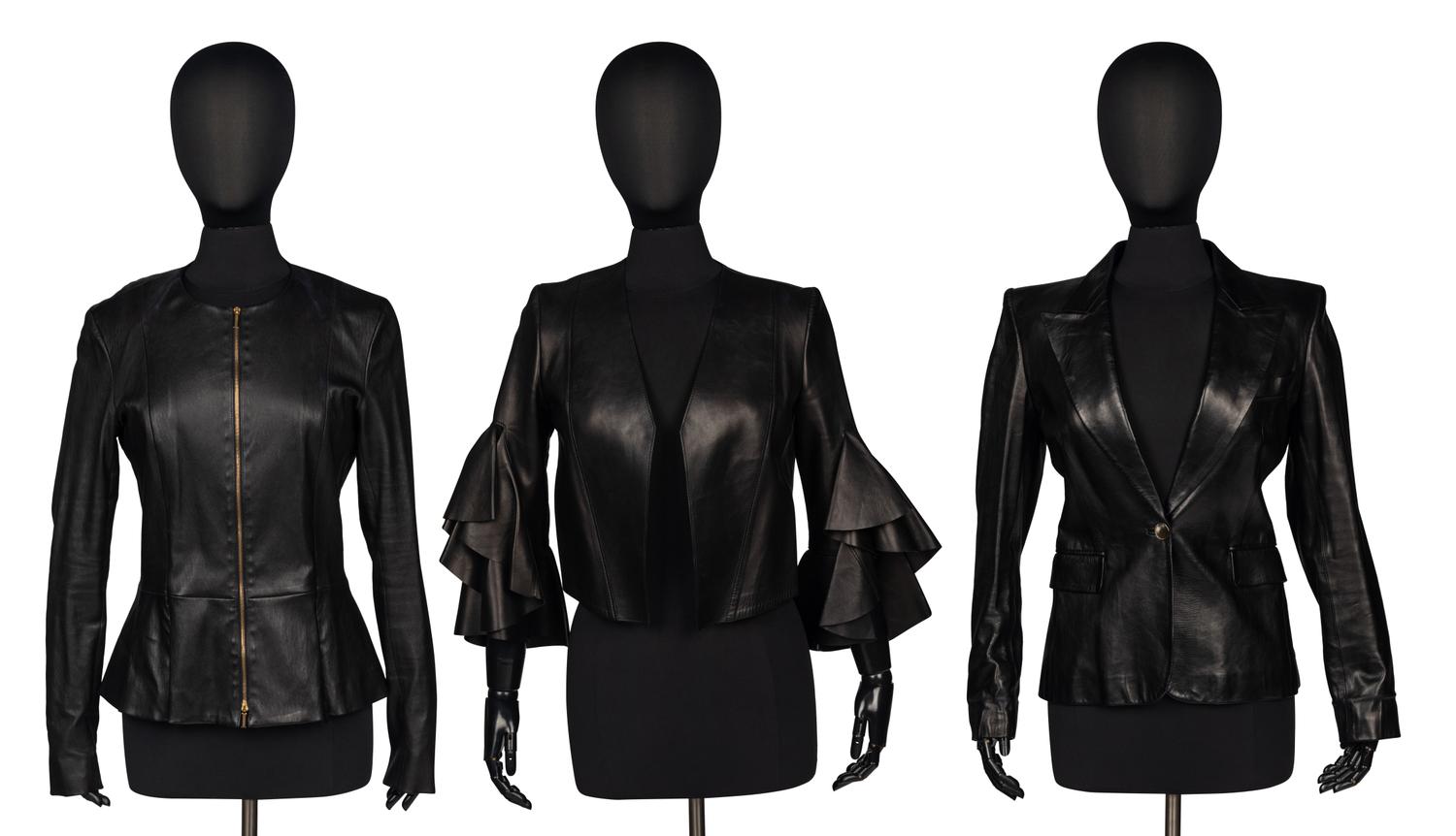 Three Designer Black Leather Jackets