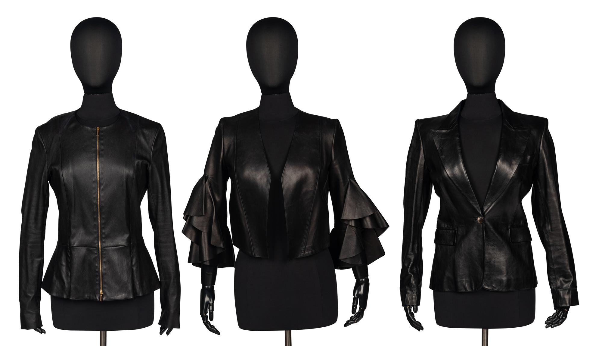 Three Designer Black Leather Jackets