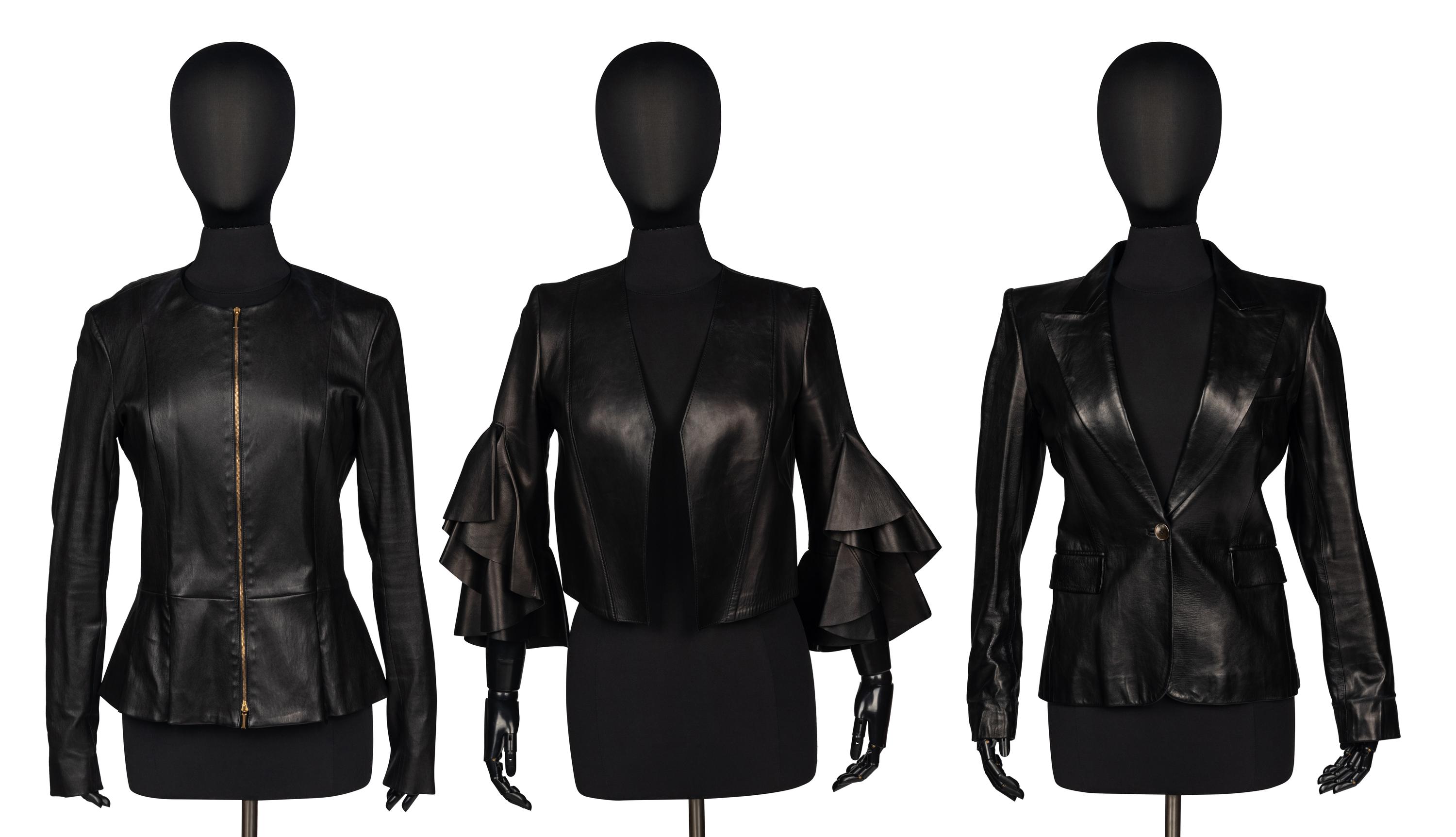 Three Designer Black Leather Jackets
