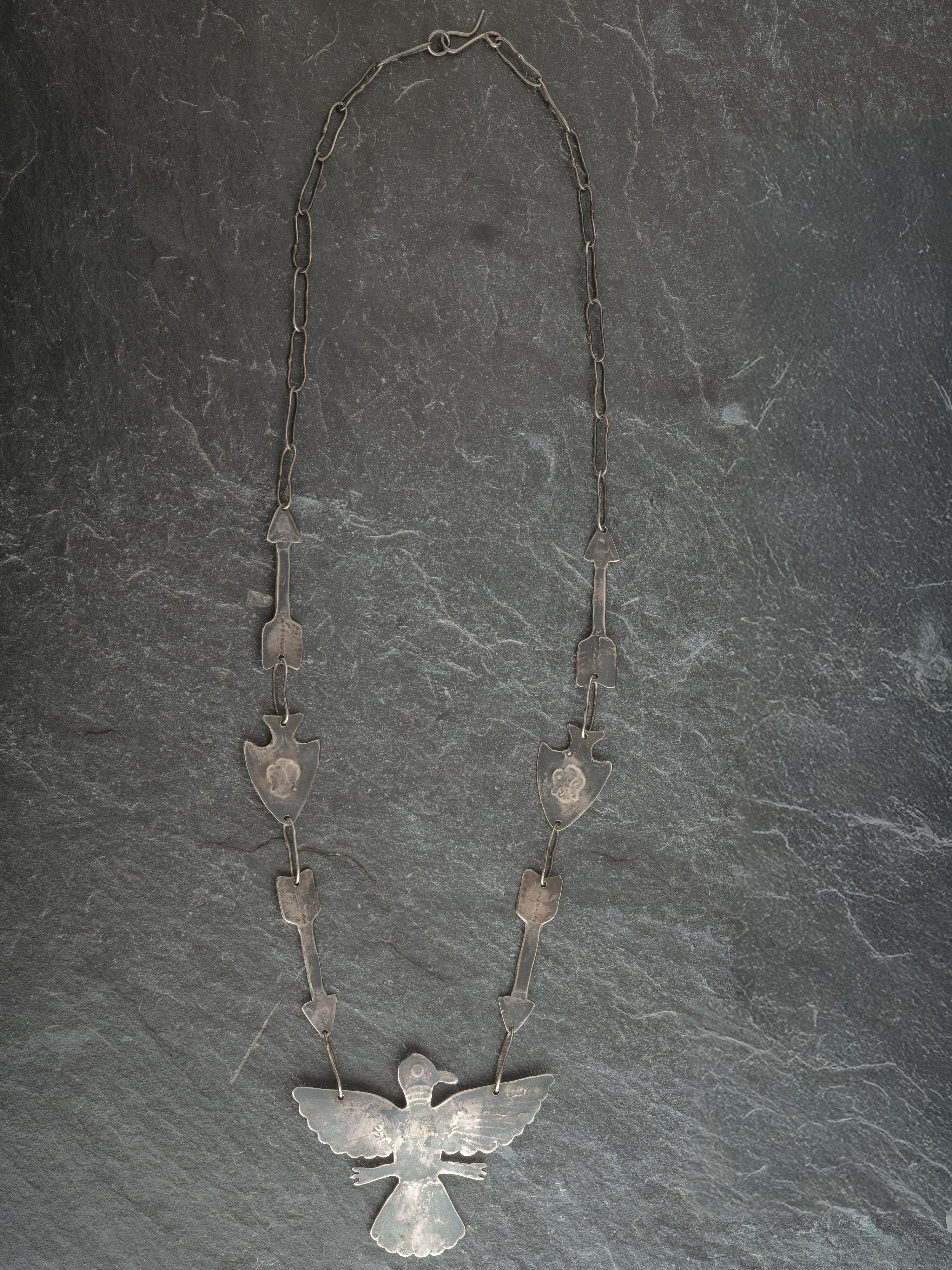 Navajo Fred Harvey Era Curio Thunderbird Necklace