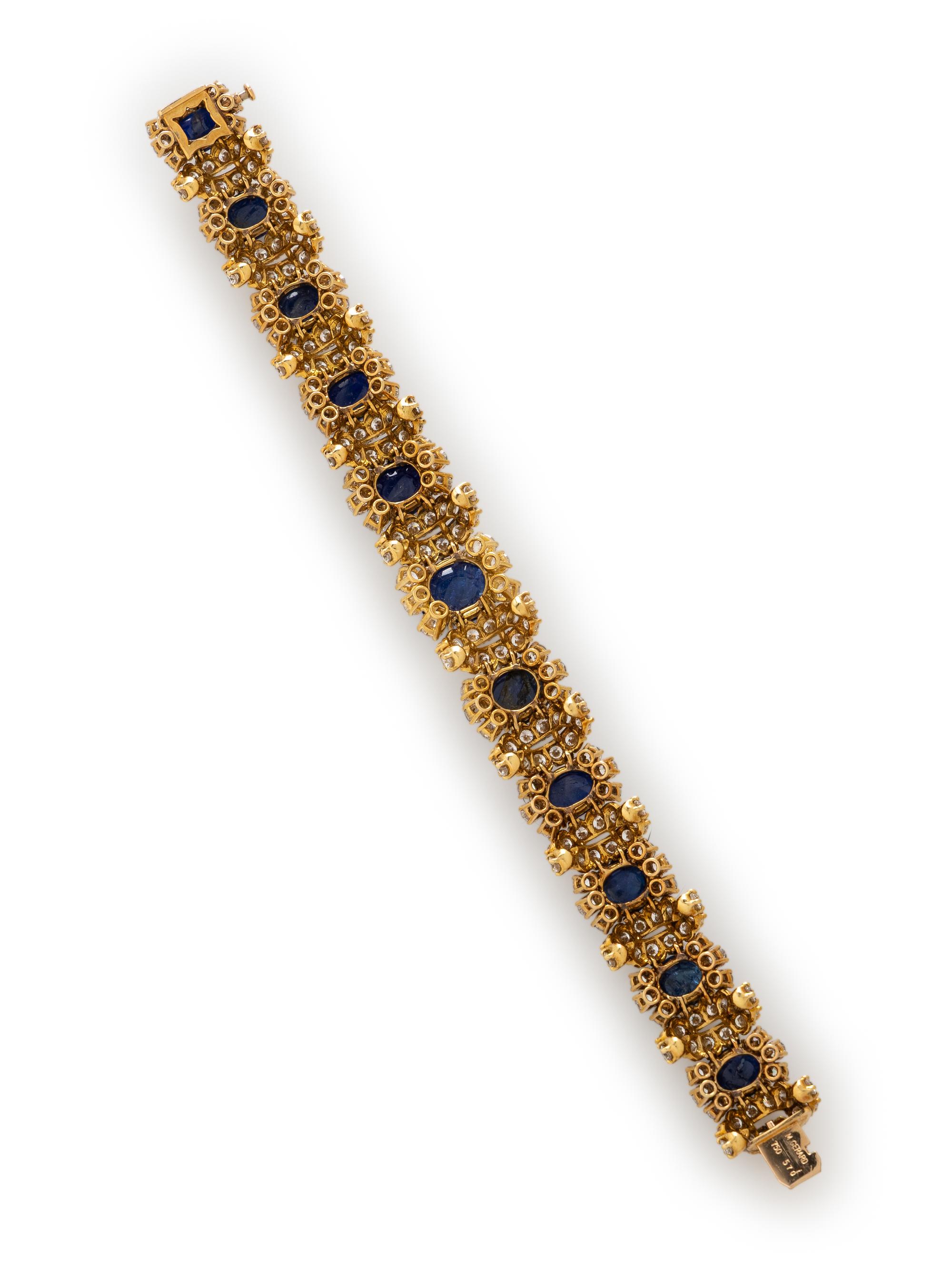 ANDRÉ VASSORT FOR M. GERARD, UNHEATED BURMESE SAPPHIRE, DIAMOND, AND YELLOW GOLD BRACELET