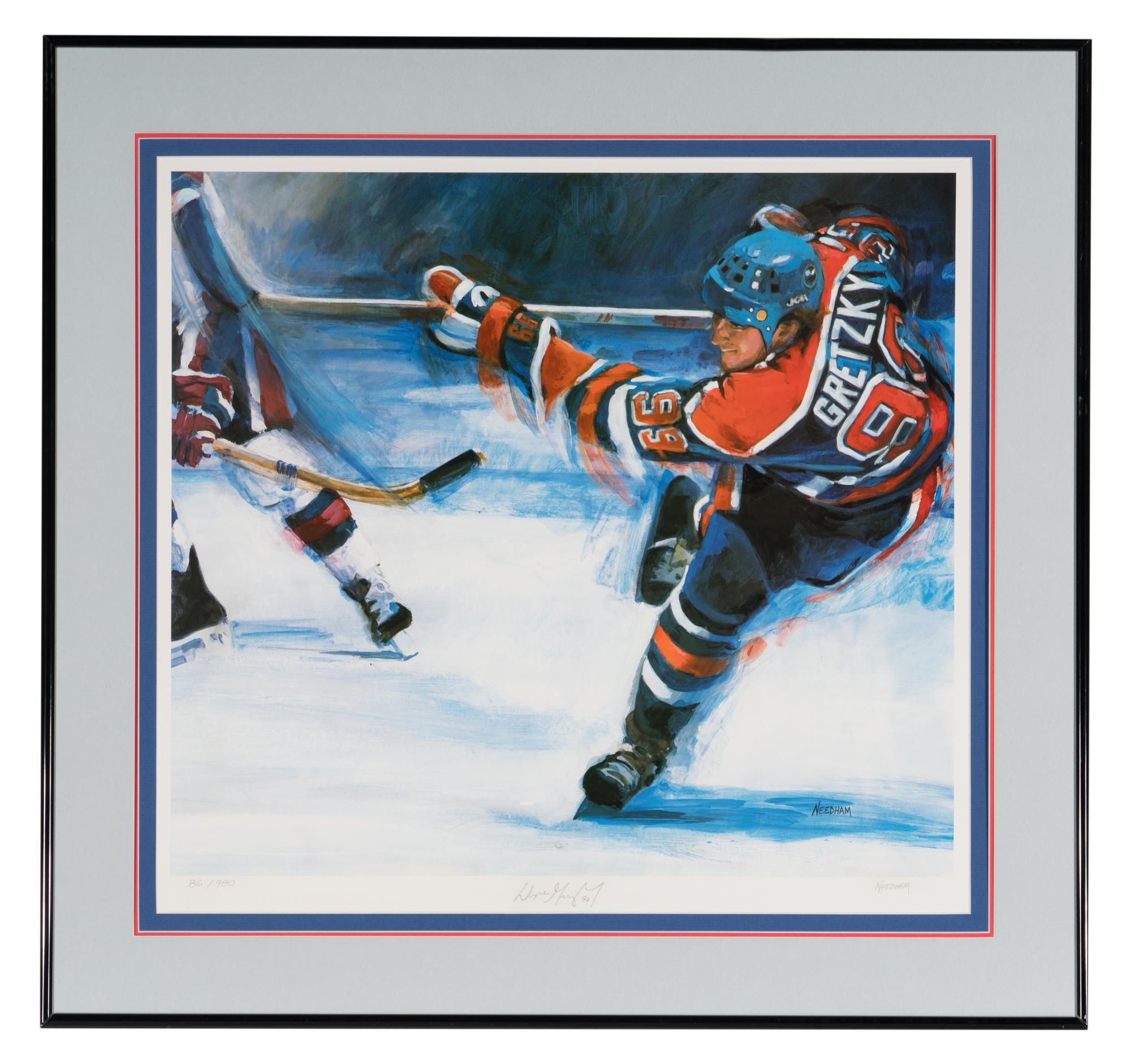 A Large Group of Hockey Hall of Fame Signed Artworks Including Wayne Gretzky and Mario Lemieux