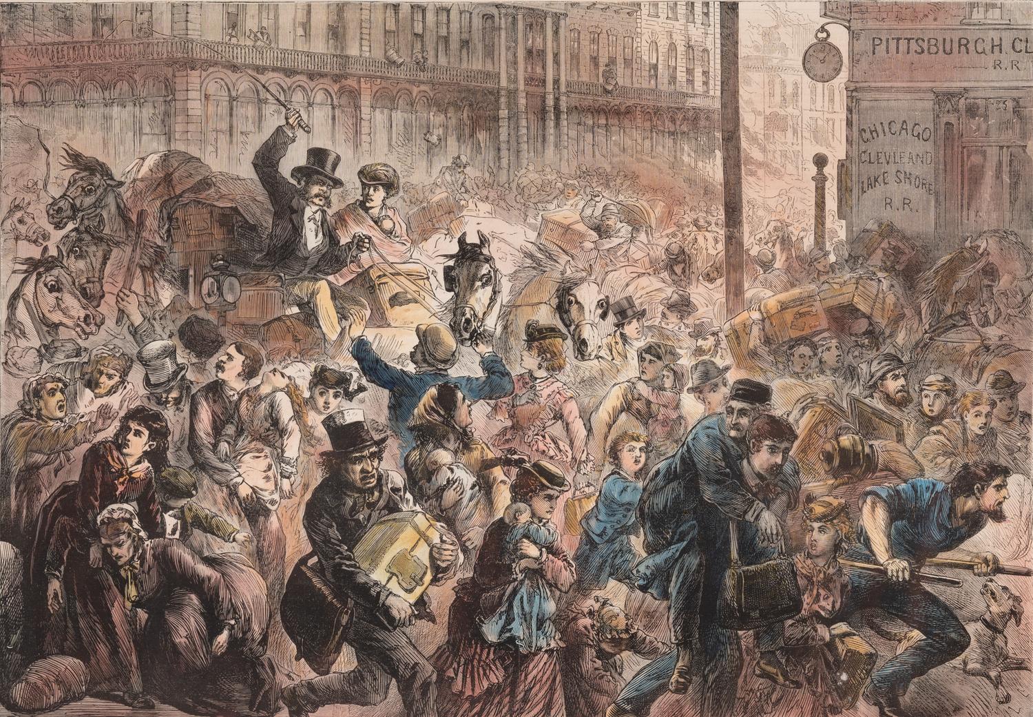 Terror de la Poblacion de Chicago Durante el Incendio. New York: Harper's Weekly, N.d.