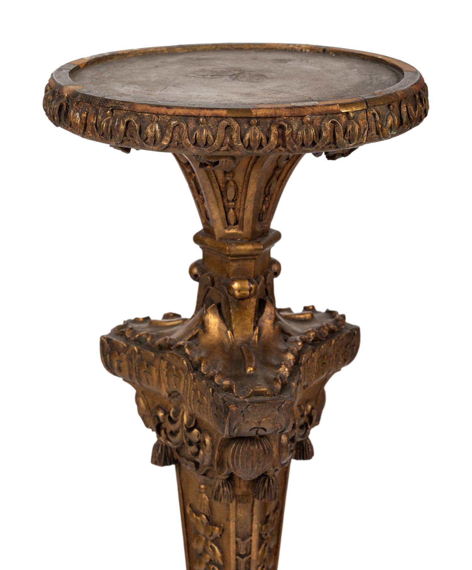A Pair of Italian Giltwood Pedestals