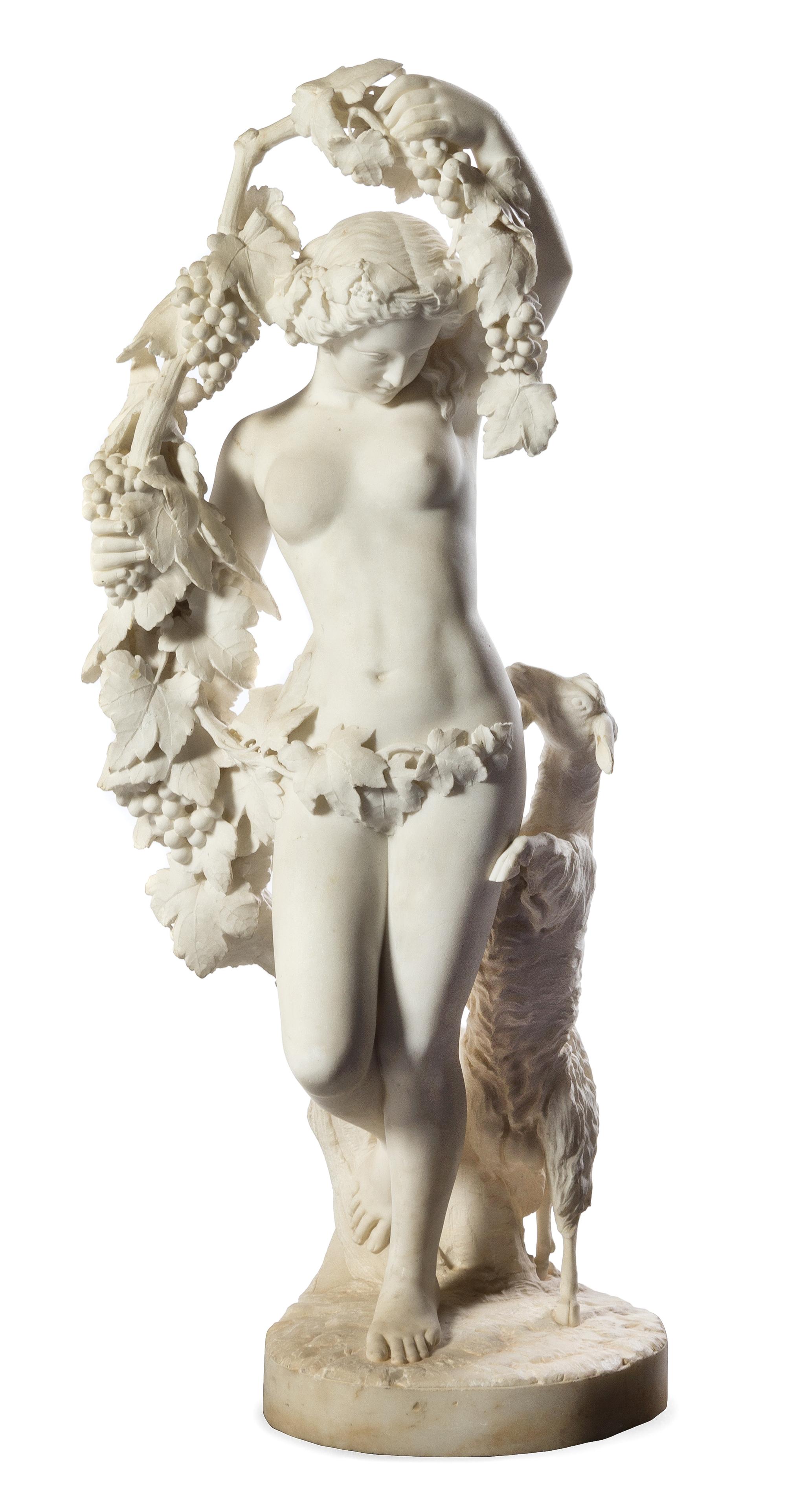 An Italian Carved Marble Figure Height 30 inches.