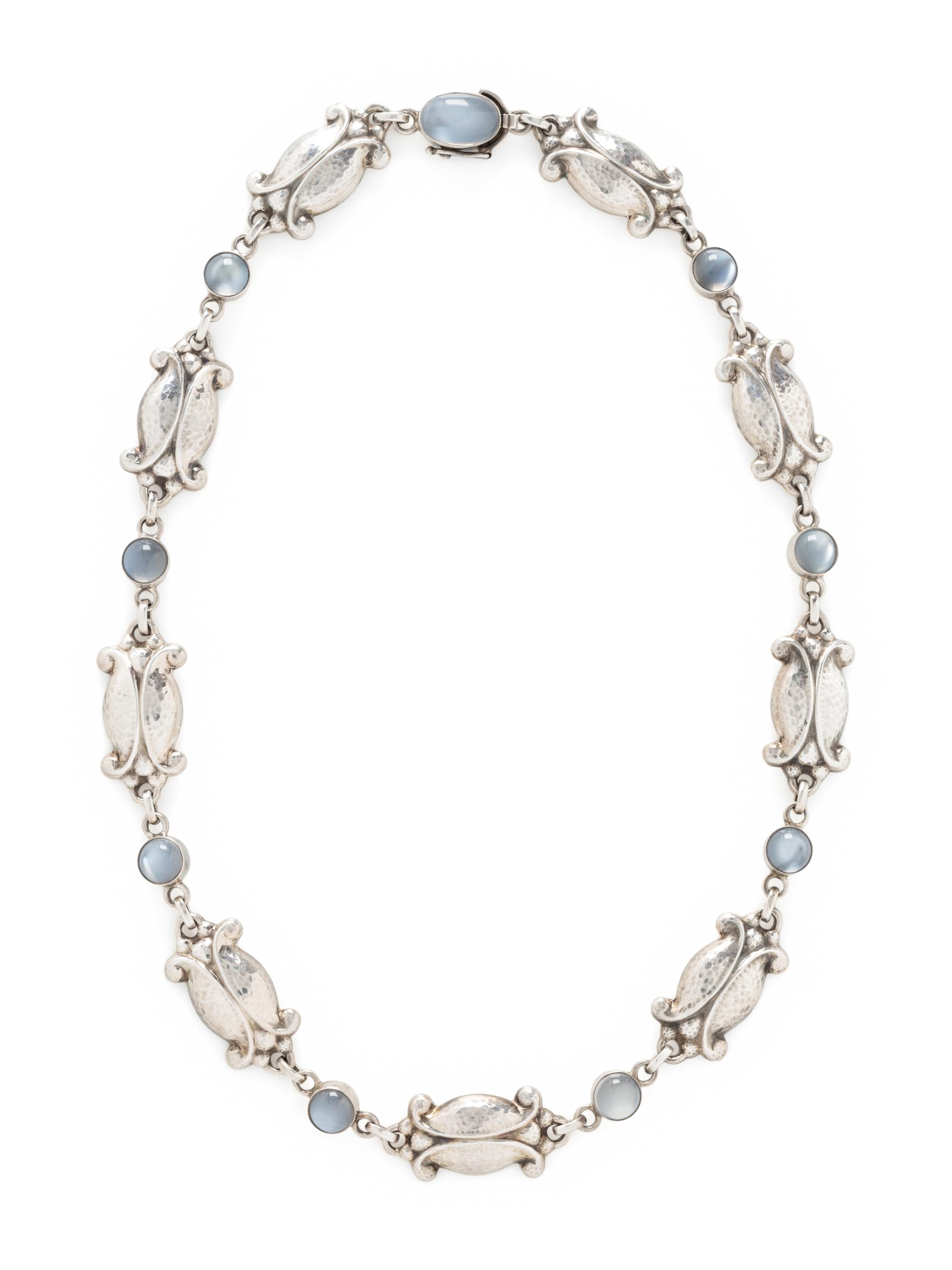 GEORG JENSEN, STERLING SILVER AND MOONSTONE NECKLACE
