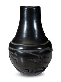 Carved Blackware Pottery Jar, with Avanyu