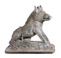 A Large Continental Stone Calydonian Boar Height 43 x width 46 x depth 24 inches. — 19TH CENTURY