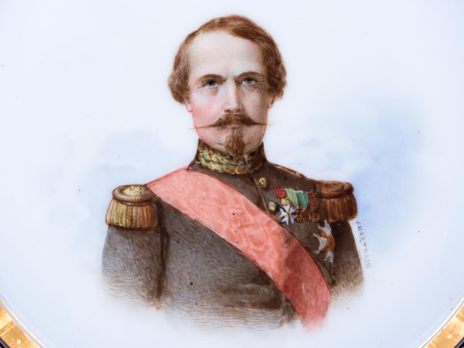 A Sèvres Porcelain Cabinet Plate and a Bisque Porcelain Bust Depicting Napoleon III
