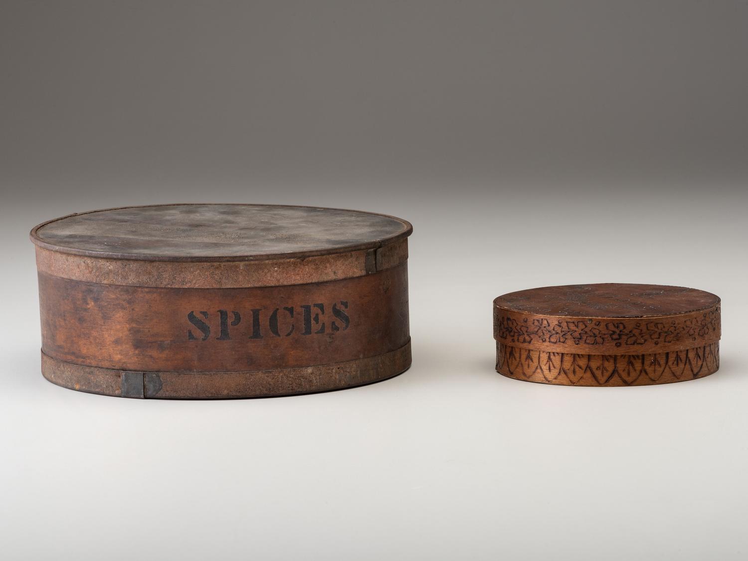 Two Circular Bentwood Boxes