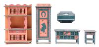 Five Southwestern Style Furniture Articles Height of tallest 6 1/2 inches. — Gary Larsen and Brian "Rainbow Hand" and Kathy Tepper