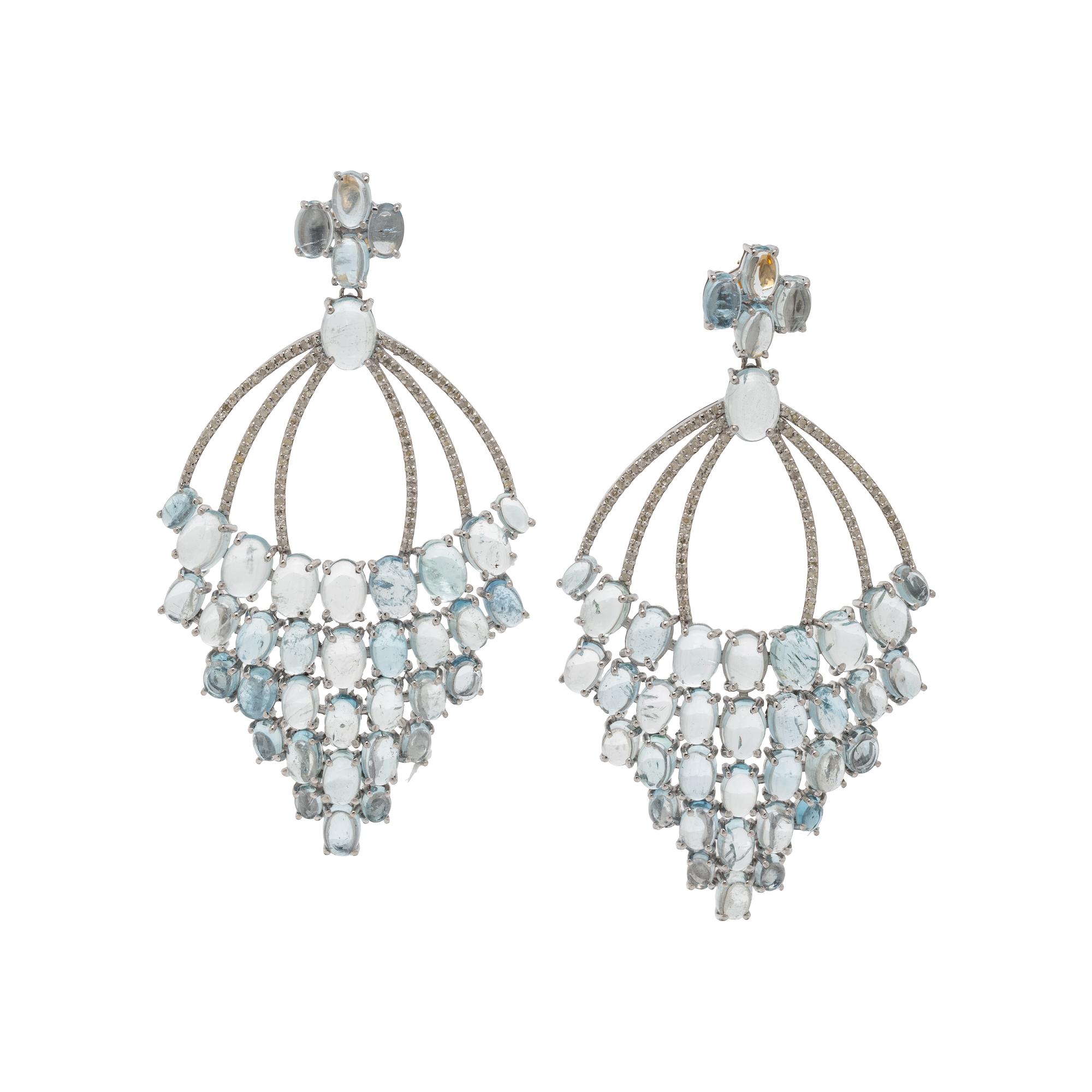 AQUAMARINE AND DIAMOND EARRINGS