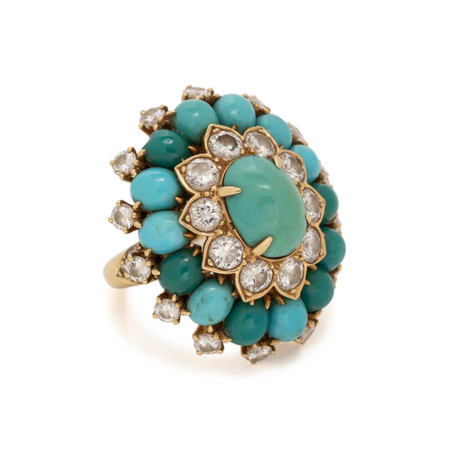 VAN CLEEF & ARPELS, TURQUOISE AND DIAMOND RING