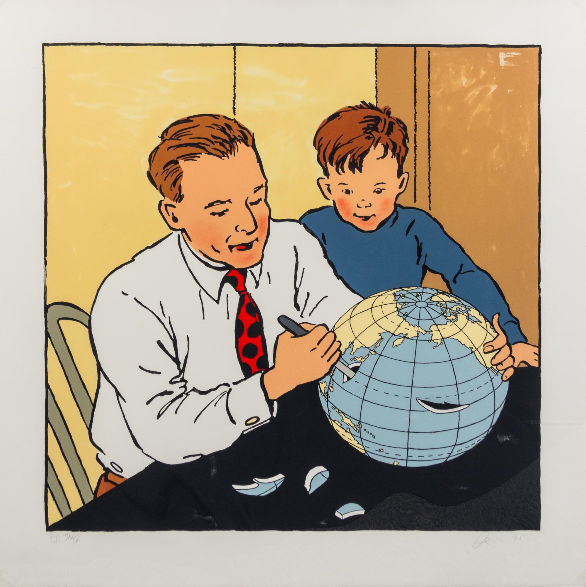 Vernon Fisher, (American, b. 1943), Man Cutting Globe, 1995