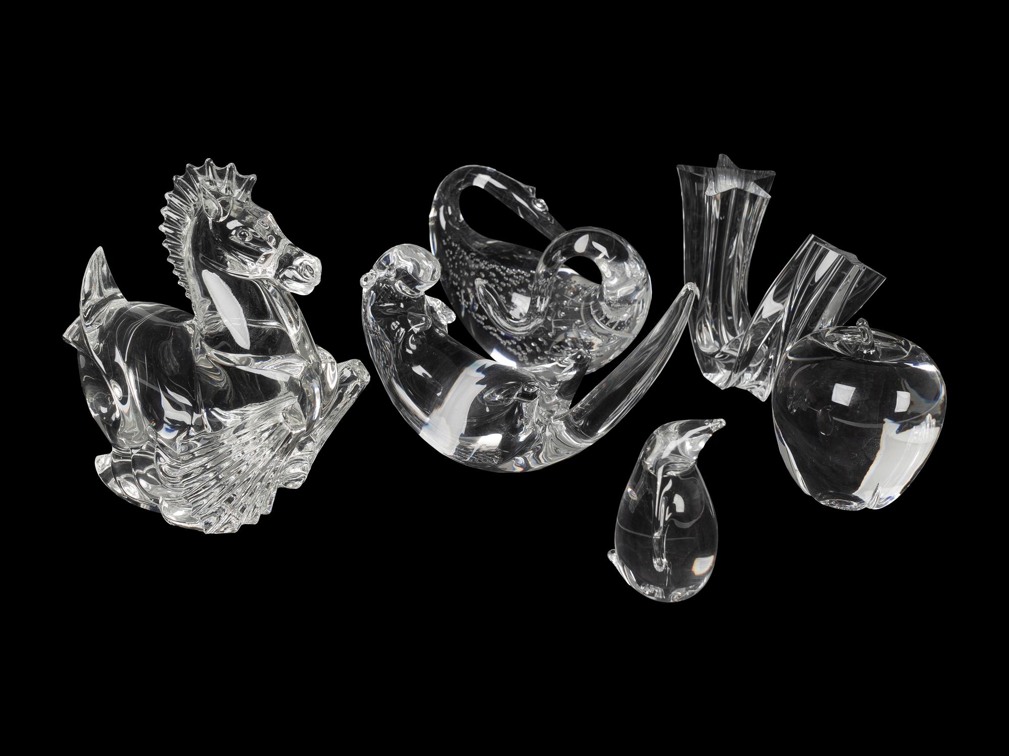 A Group of Six Steuben Glass Figurines — 20TH CENTURY